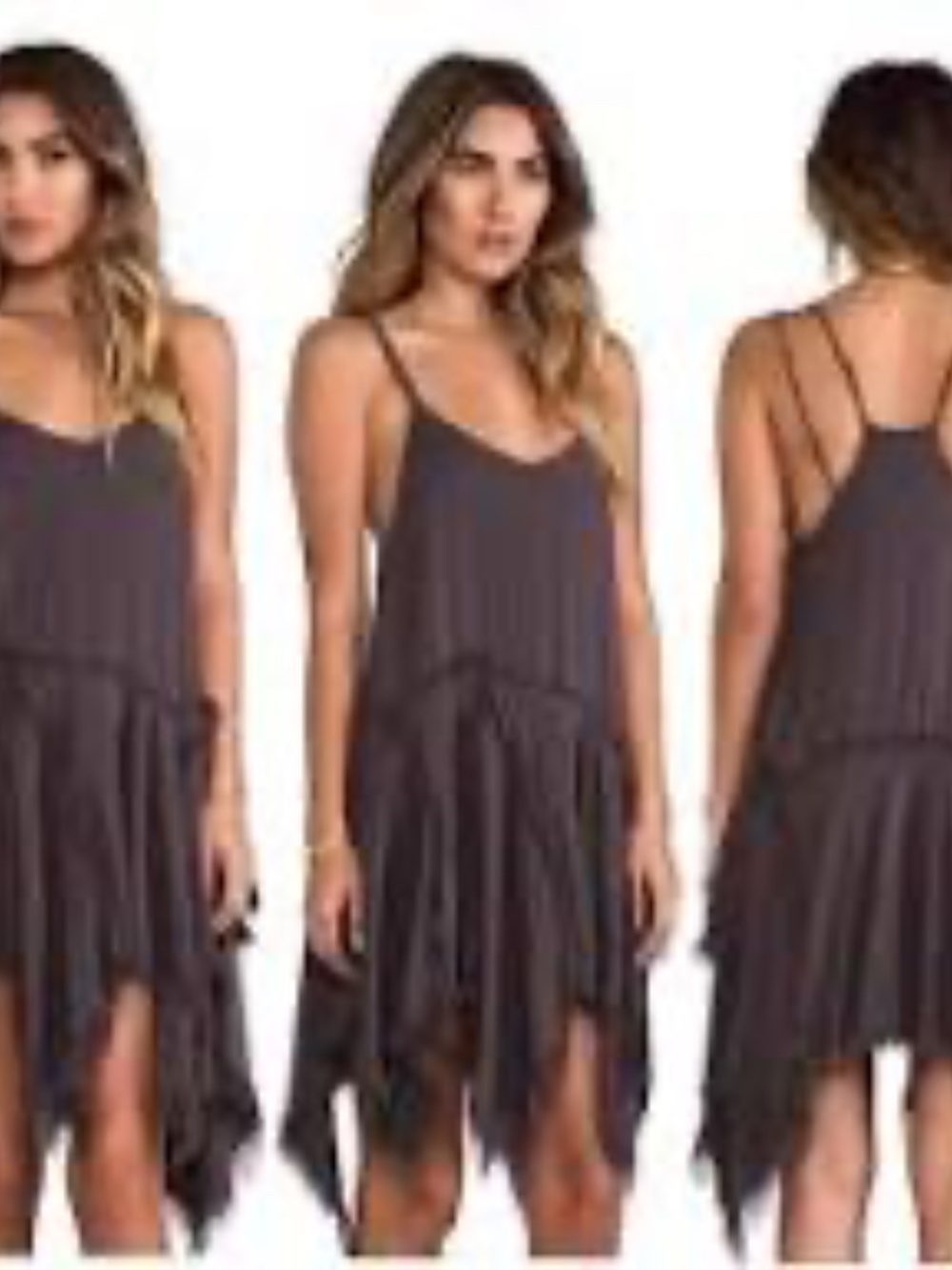 Free People Tattered Up Shred Slip Dress Charcoal Size Small NWOT - Picture 11 of 11